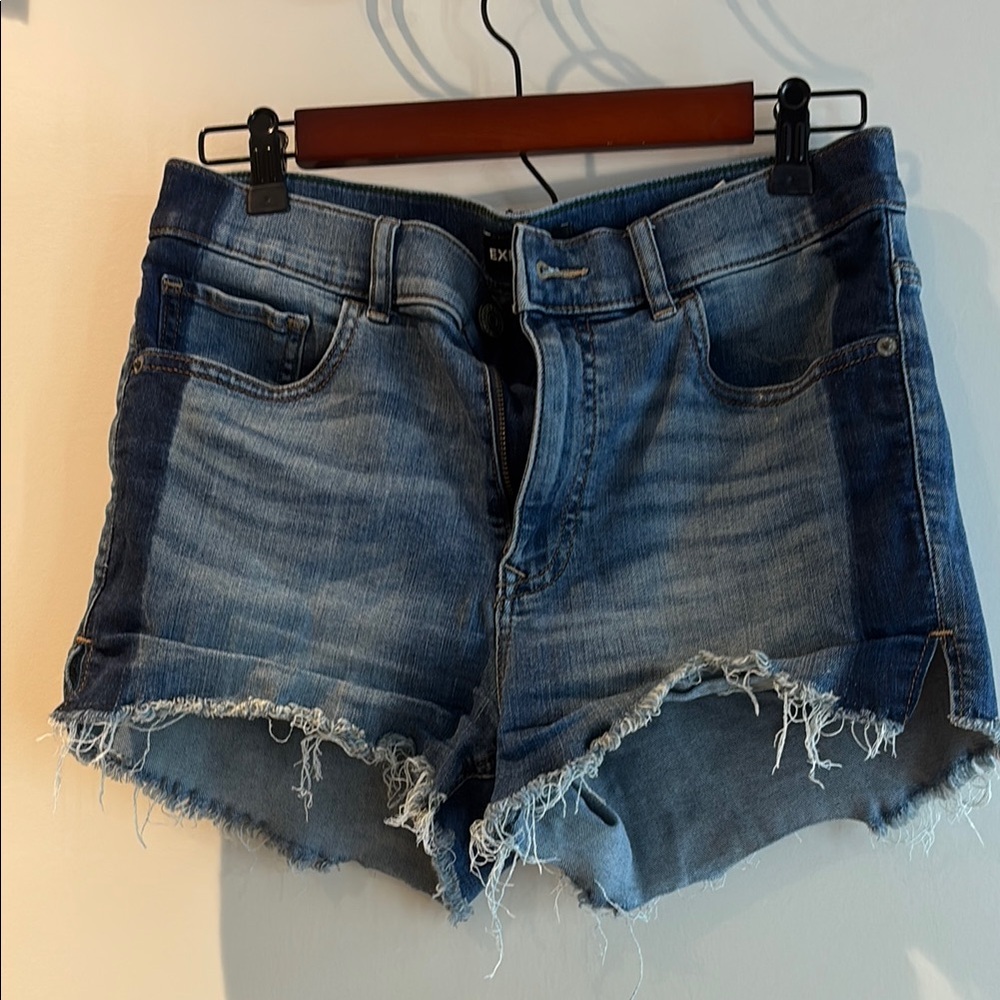 Express Blue Jean Shorts Distressed Mid-Thigh